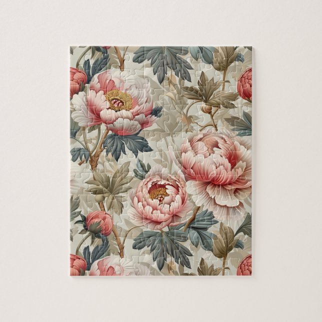 Puzzle Elégant motif floral. Pâles roses (Vertical)