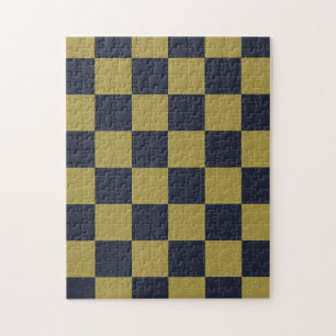 Puzzle Elégant or et bleu marine À damiers Motif