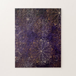 Puzzle Élégant or et violet Motif de mandala Floral
