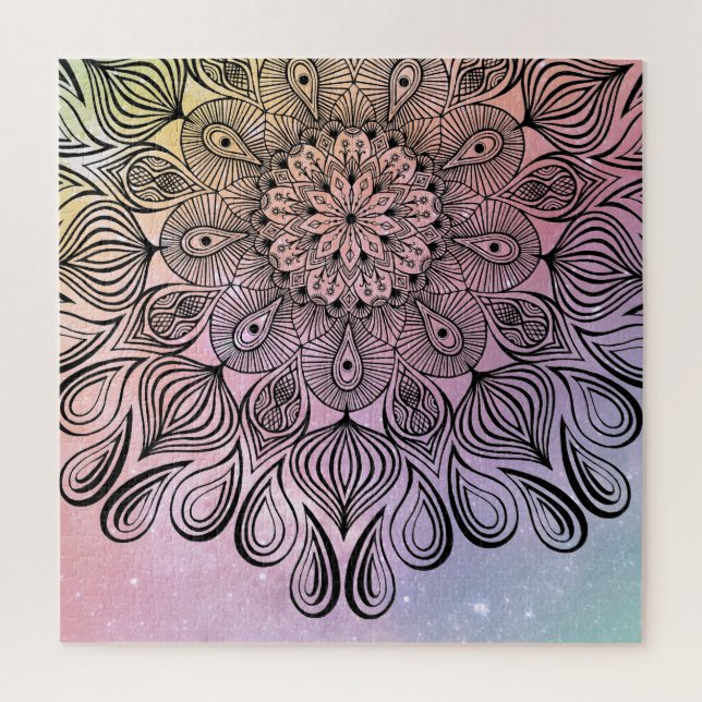 Puzzle Élégant Pastel Mandala Trippy Psychedelic Hippie (Vertical)