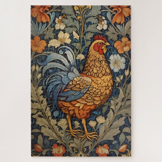 Puzzle Élégant poulet William Morris Inspiré Floral (Vertical)