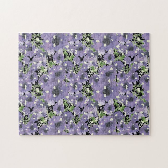 Puzzle Élégant pourpre fleurit Floral (Horizontal)