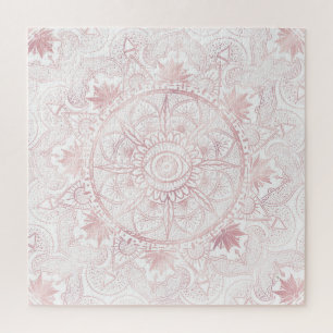 Puzzle Elégant Rose Blanc Or Oeil Soleil Lune Mandala