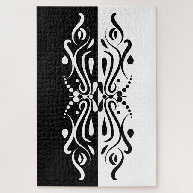 Puzzle Élégant style arlequin Abstrait noir et blanc (Vertical)
