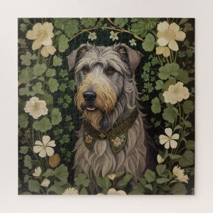 Puzzle Elégant Wolfhound Irlandais Avec Shamrocks