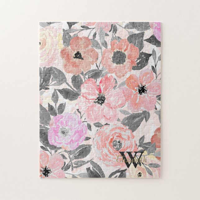 Puzzle Elégante aquarelle simple florale (Vertical)