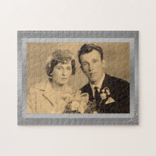 Puzzle Elégante bordure argent image personnalisée
