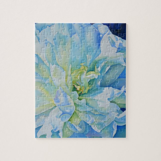 Puzzle Elégante couleur bleue turquoise florale (Vertical)
