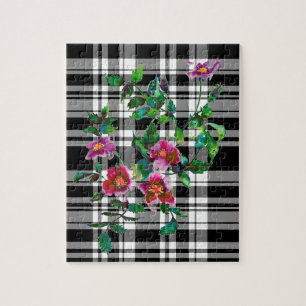 Puzzle Elégante couleur magenta rose fleurons rose