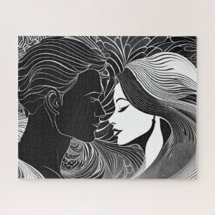 Puzzle Élégante Embrasse : Histoire d'amour noire et blan