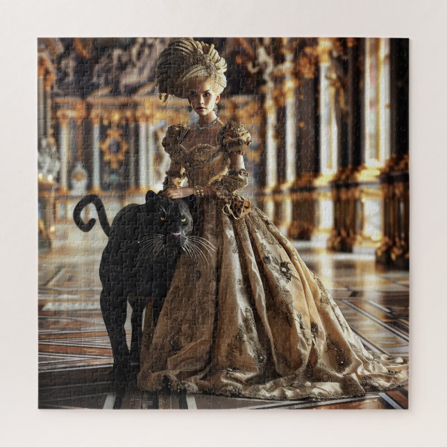 Puzzle Élégante femme baroque avec Black Pantha (Vertical)