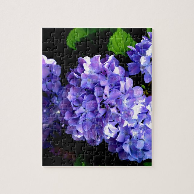 Puzzle Elégante fleur bleu violet hydrangées florales (Vertical)