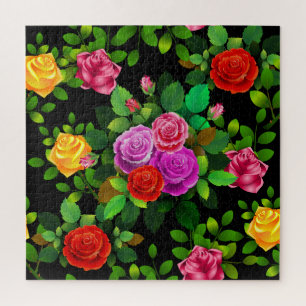 Puzzle Élégante Fleur Rose Rouge Jaune Rose Et Violet