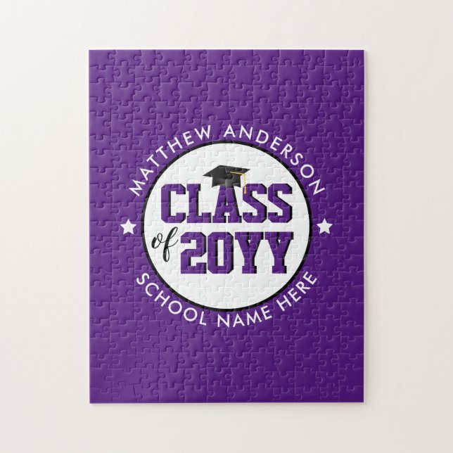 Puzzle Élégante Royal Purple Classe de 2023 Graduation (Vertical)