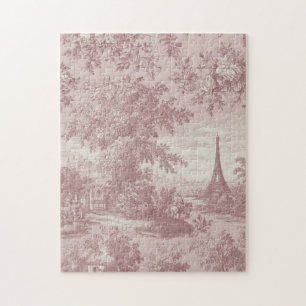 Puzzle Elégante toile rose de Jouy Scène de Pays Français