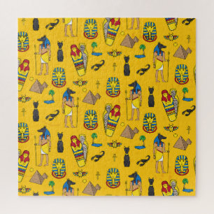 Puzzle éléments égyptiens, Anubis, motif pyramides.
