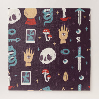 Puzzle Éléments magiques : crâne, tarot sans soudure