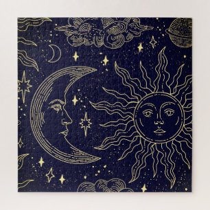 Puzzle Eléments magiques Motifs sans couture Style linéai