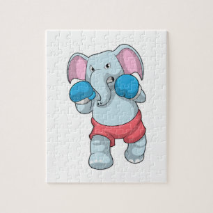 Puzzle Eléphant à la boxe avec gants de boxe