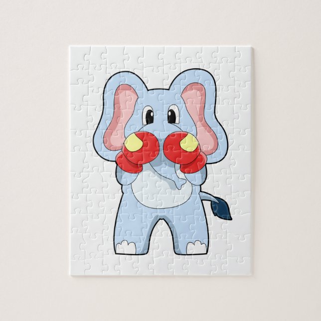 Puzzle Eléphant à la boxe avec gants de boxe (Vertical)
