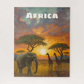 Puzzle Éléphant africain inspirant Girafe Paysage