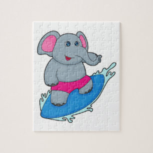 Puzzle Elephant as surfer avec surf