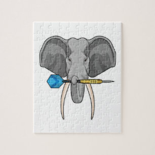 Puzzle Eléphant aux fléchettes avec fléchette