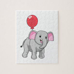 Puzzle Eléphant avec ballon