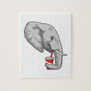 Puzzle Eléphant avec boisson