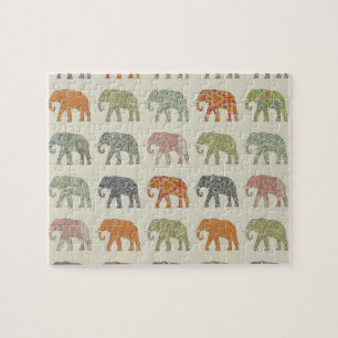 Puzzle Eléphant Coloré Animal Motif contemporain