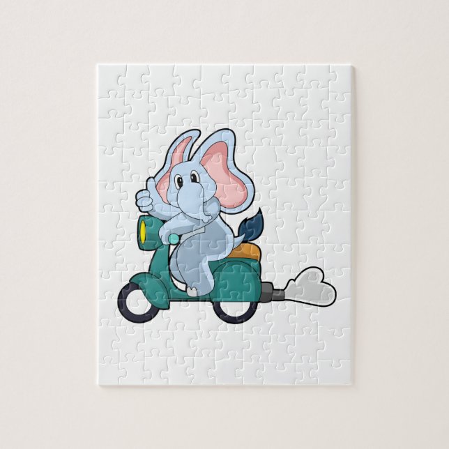 Puzzle Elephant comme vélo avec scooter (Vertical)