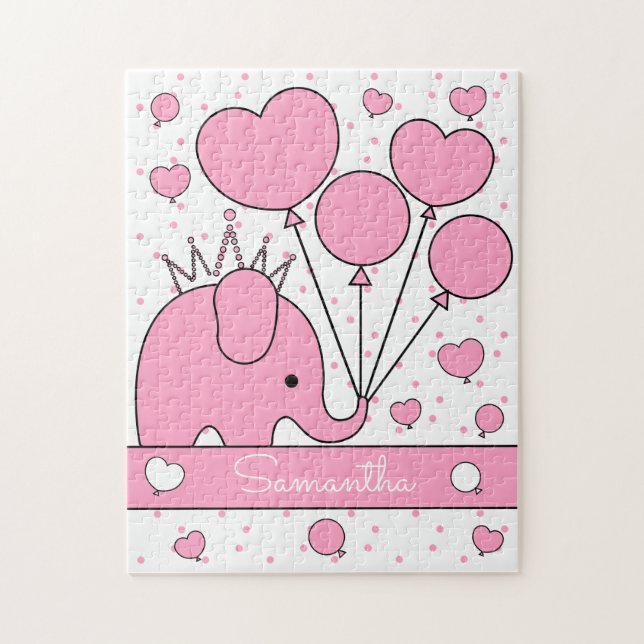 Puzzle Éléphant de bébé rose mignon (Vertical)