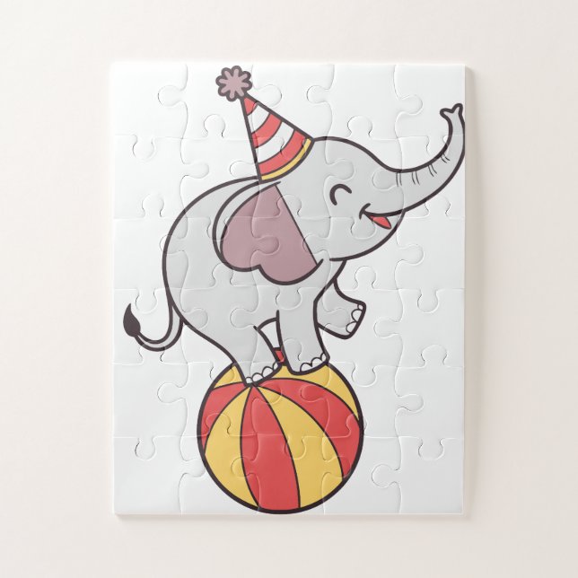 Puzzle Eléphant de cirque mignon sur la balle - Anniversa (Vertical)