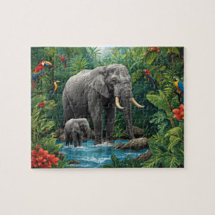Puzzle Éléphant de jungle et safari bébé