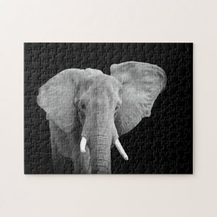 Puzzle Eléphant en noir et blanc