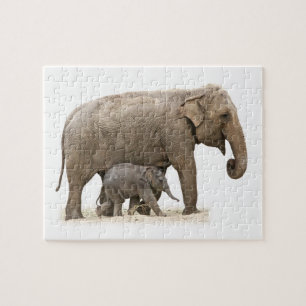 Puzzle Eléphant mère et bébé