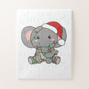 Puzzle Eléphant Noël Animaux d'hiver Eléphants Eléphants