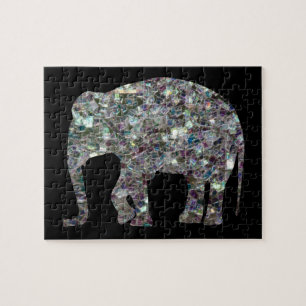 Puzzle Éléphant pailleté mosaïque argenté scintillant