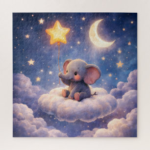 Puzzle Éléphant rêveur et étoiles de minuit 676 pièces gr