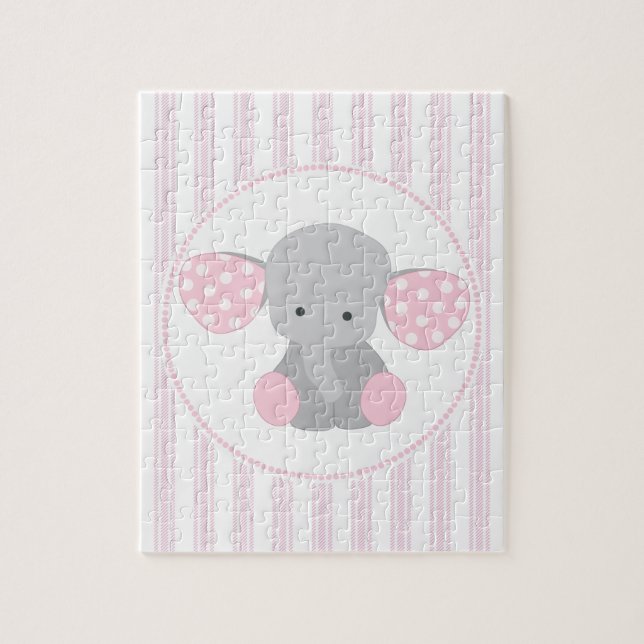 Puzzle Éléphant rose de beau bébé (Vertical)