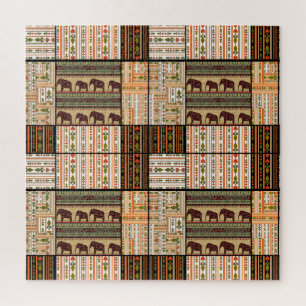 Puzzle Eléphants de Patchwork : Texture ornementale