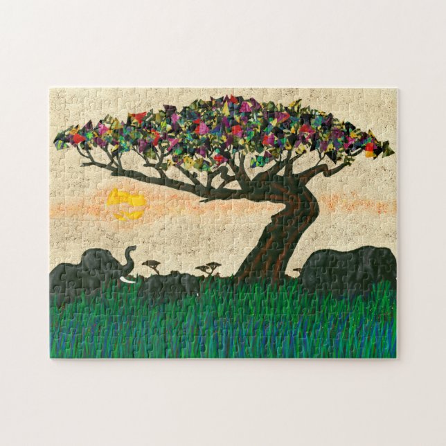 Puzzle Eléphants sur les plans de l'Afrique (Horizontal)