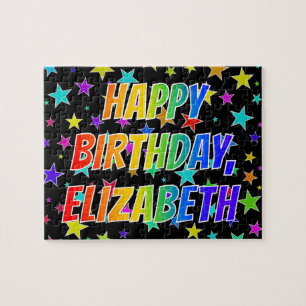 Puzzle "ELIZABETH" Prénom, amusant "HEUREUX ANNIVERSAIRE