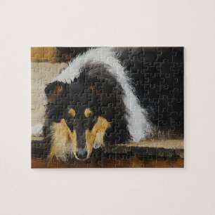 Puzzle Elle attend le tri colley de couleur