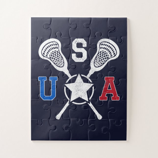 Puzzle Emblème de Crosskick - Lacrosse États-Unis Drapeau (Vertical)