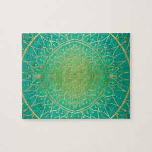 Puzzle Emeral Green Gold Mandala