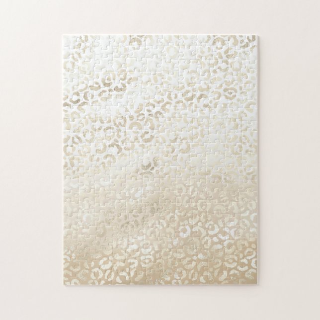 Puzzle Empreinte de léopard d'or Khaki crème d'eau beige (Vertical)