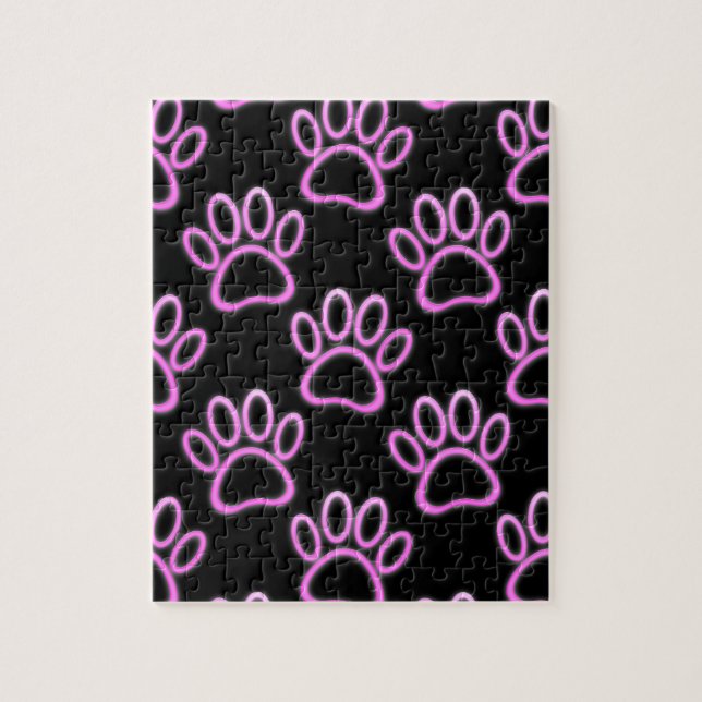 Puzzle Empreinte de patte de chien de Néon rose (Vertical)