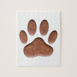 Puzzle Empreinte de patte de chien de Texture en cuir