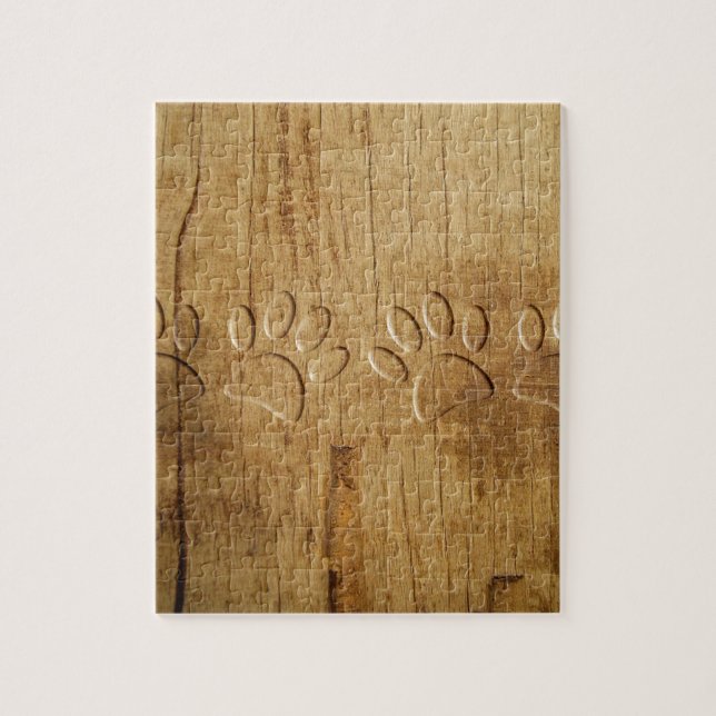 Puzzle Empreinte de patte de chien en bois sculpté (Vertical)